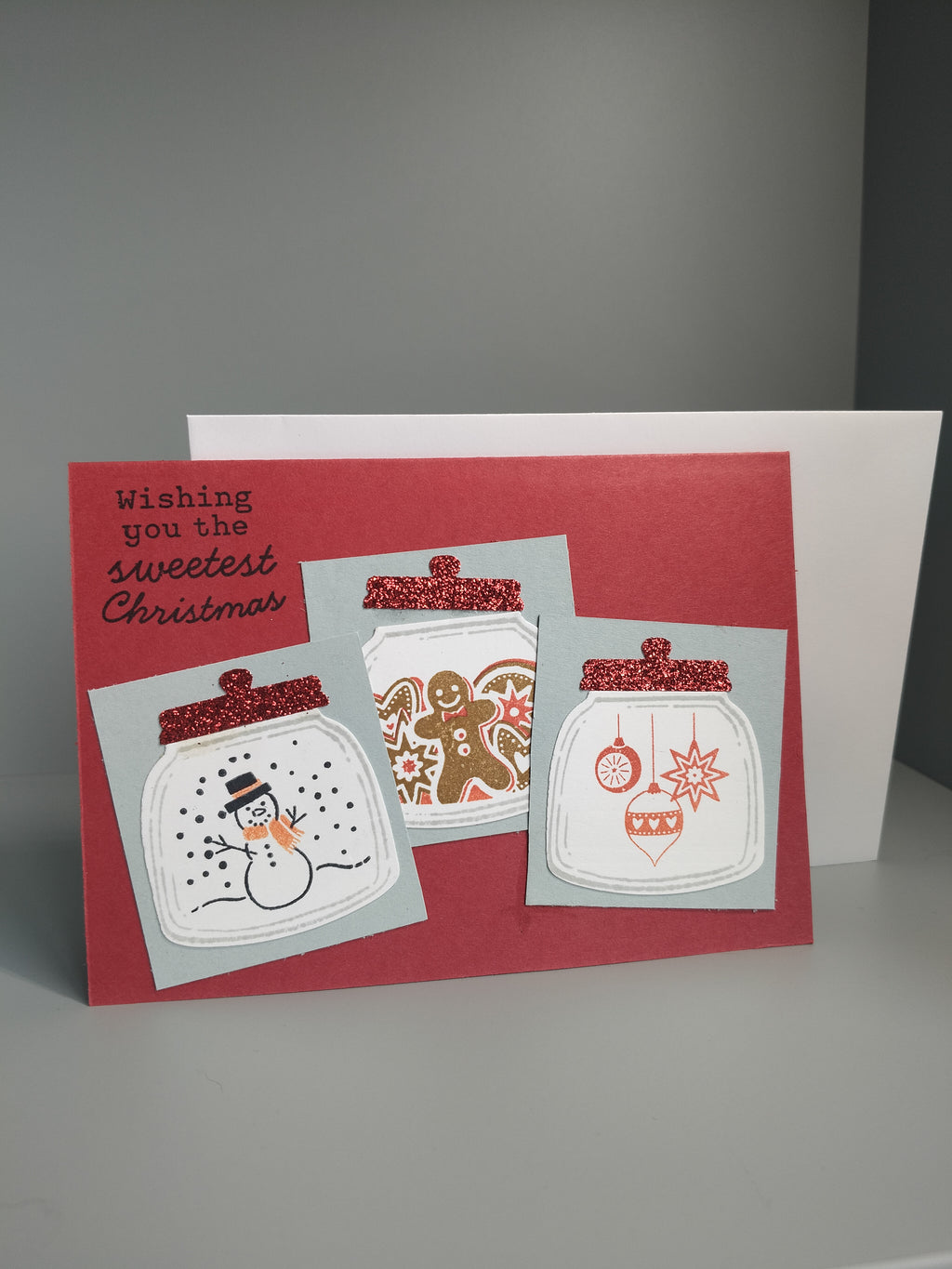 Wenskaart kerst potten met witte envelop