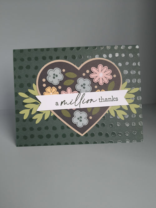 Wenskaart " a million thanks" met witte envelop