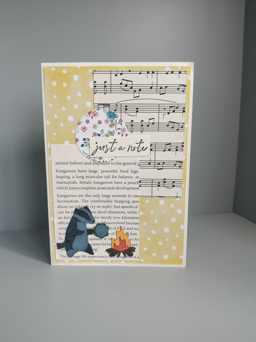 Wenskaart "just a note" met witte envelop
