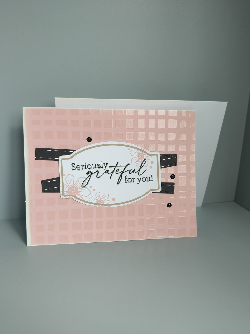 Wenskaart "grateful" met witte envelop