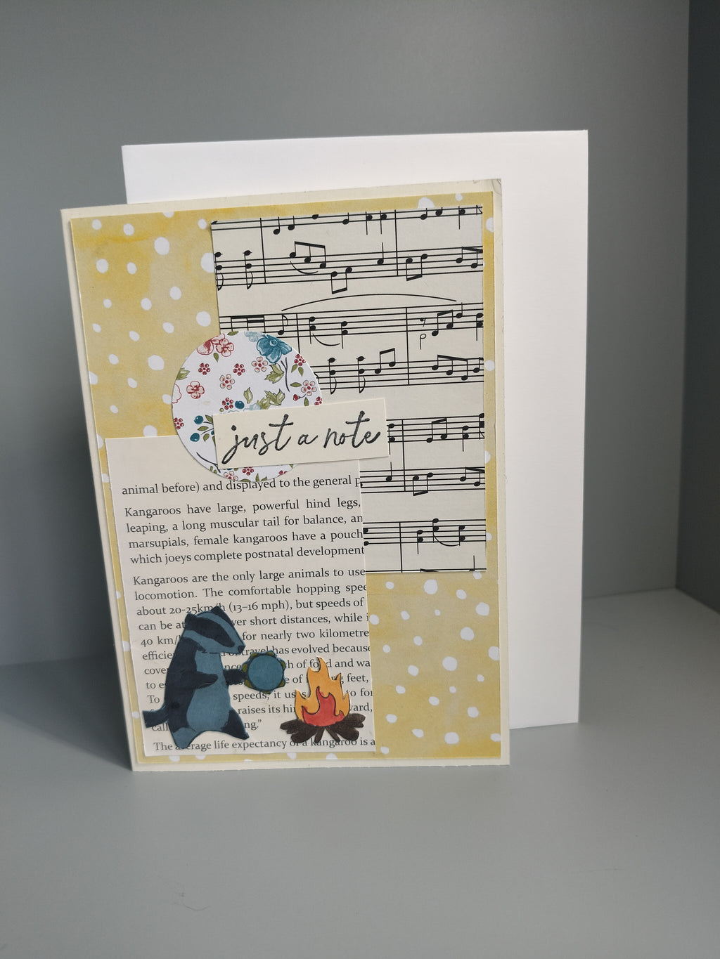 Wenskaart "just a note" met witte envelop