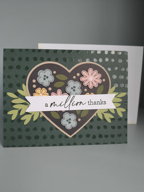 Wenskaart " a million thanks" met witte envelop